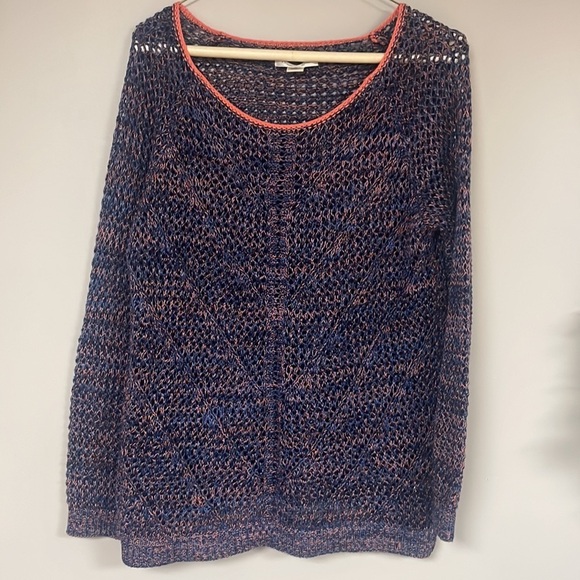 John Paul Richard Open Knit Pullover, Medium, Peach & slate blue, Like New! - Picture 1 of 7